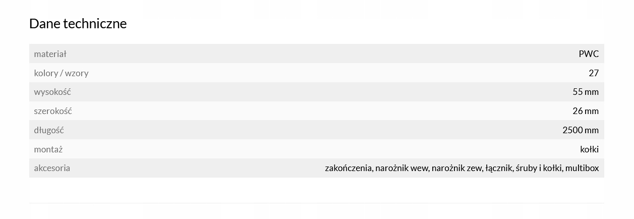 ARBITON LM55 listwa przypodłogowa 2,5m BIAŁY MAT Kod producenta LM55