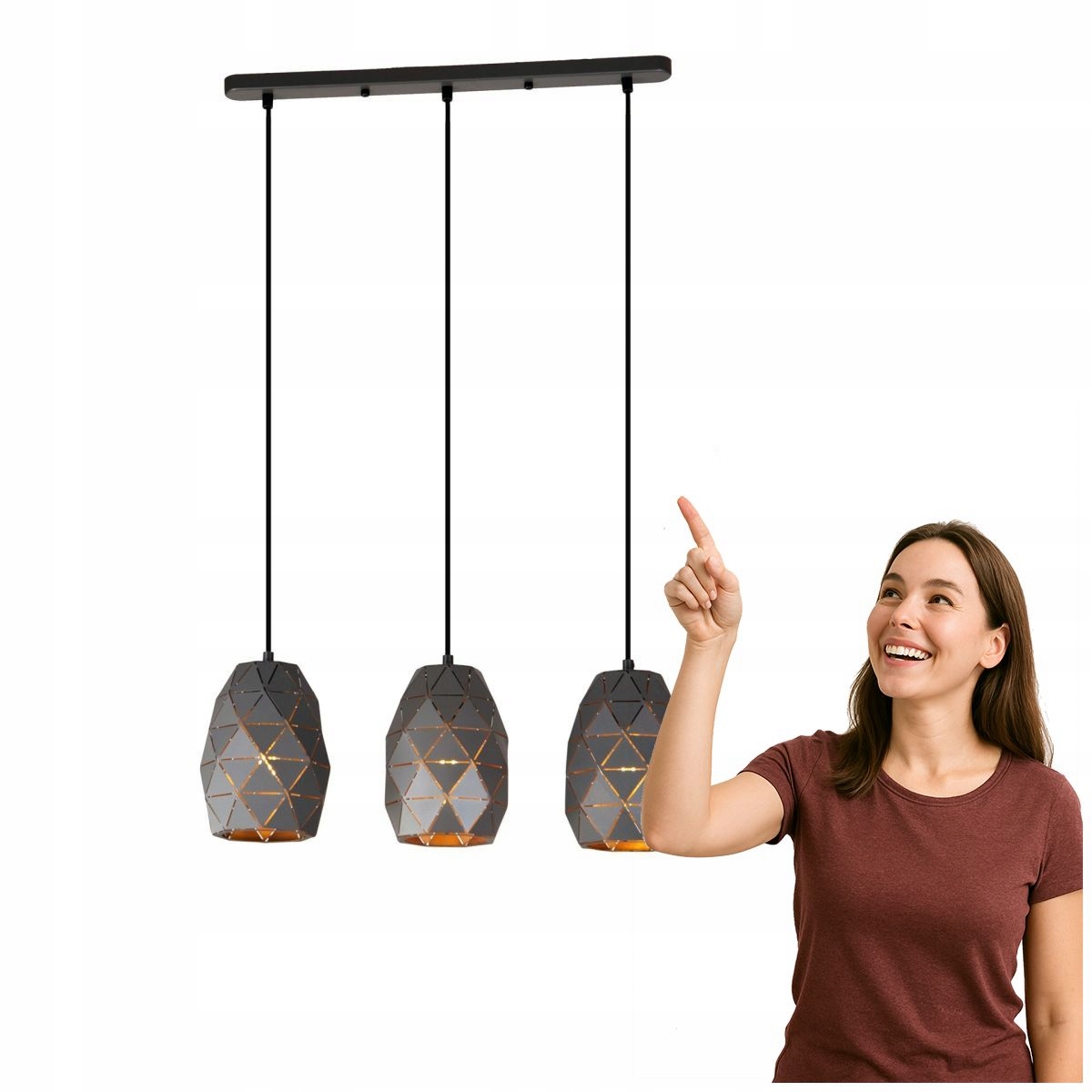 Závěsná lampa Harley šedo-zlatá, moderní design Italux