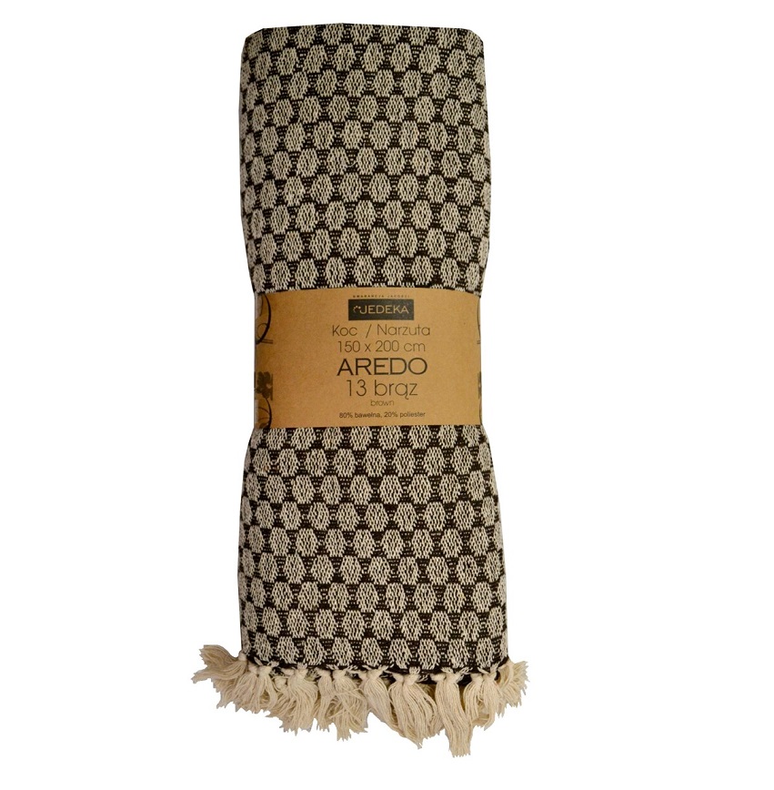 Přehoz Aredo bavlněný s třásněmi 150x200 hnědý-13