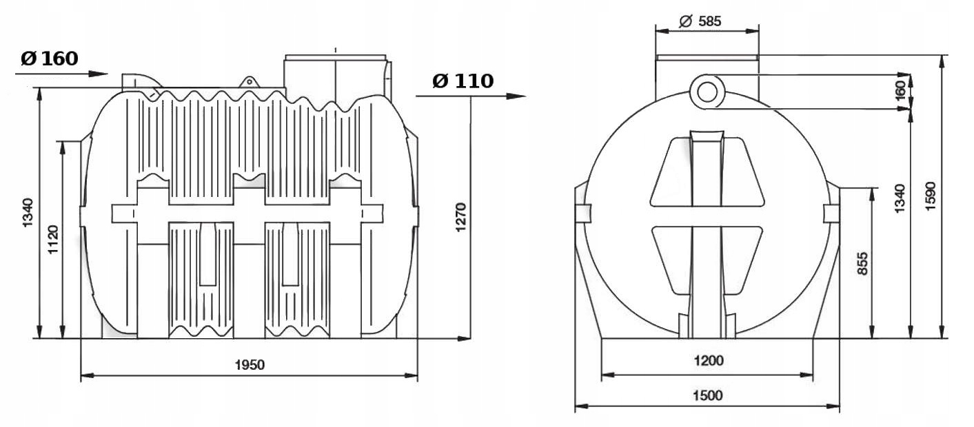 Szambo ekologiczne oczyszczalnia 4-7 osób 3000 l. Kod producenta EC 3000M/24R K.825