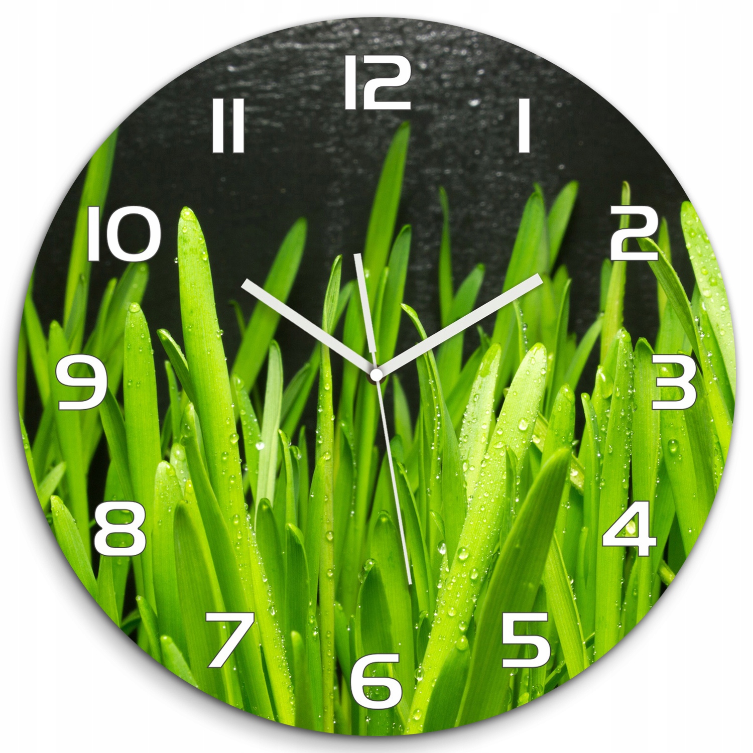 

Szklany zegar, cichy płynący mechanizm Trawa fi 60