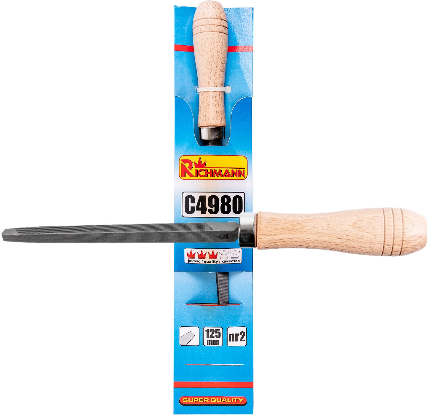 PILNIK TRÓJKĄTNY DO PIŁ 125 mm NR 2 Z DREWNIANĄ RĄCZKĄ RICHMANN C4980
