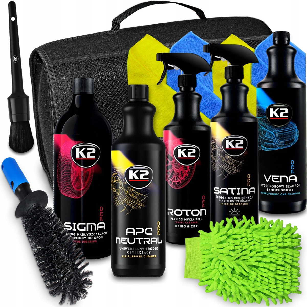 K2 Sada XXL Autokozmetiky Detailing Taška Vena Apc Satina Roto