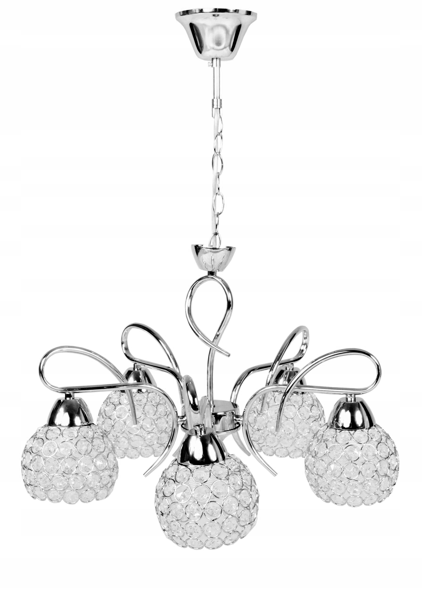 Lampa lustr Krystalový chrom křišťály 5xE27 Glamour