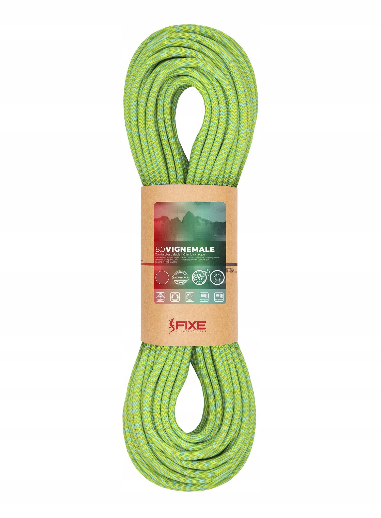Horolezecké lano Fixe Climbing Vignemale 8,0 60 m zelené