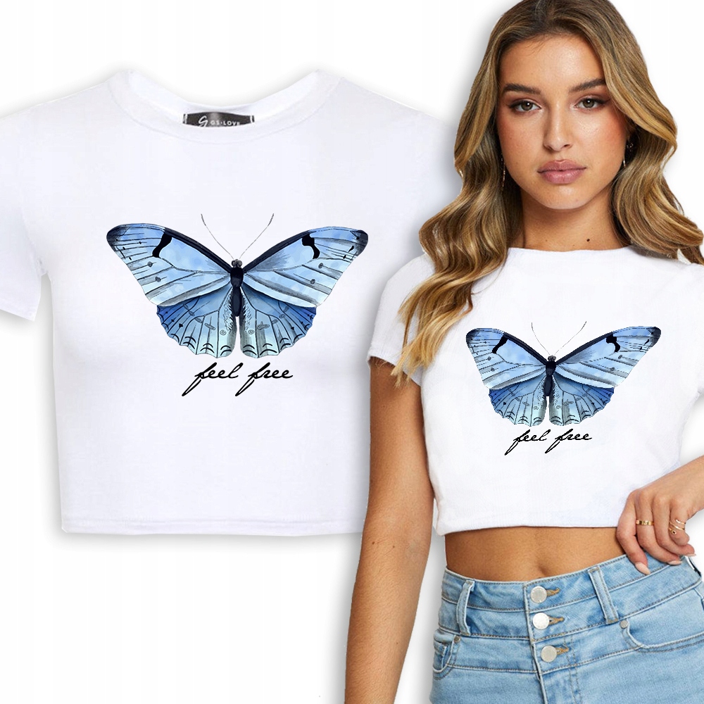 

Krótka Koszulka Damska Motyle Feel Free S