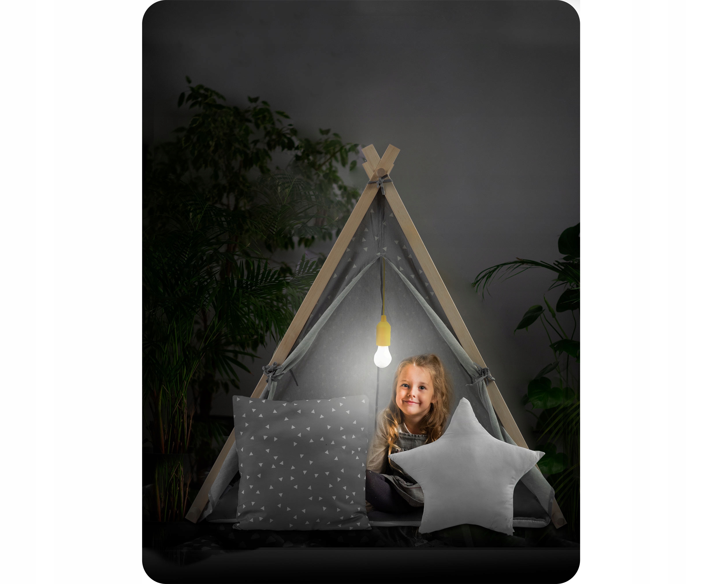 TIPI namiot dla dzieci DOMEK Poduszki LAMPKA LED Bawełna PREMIUM Nukido Kod producenta 740521
