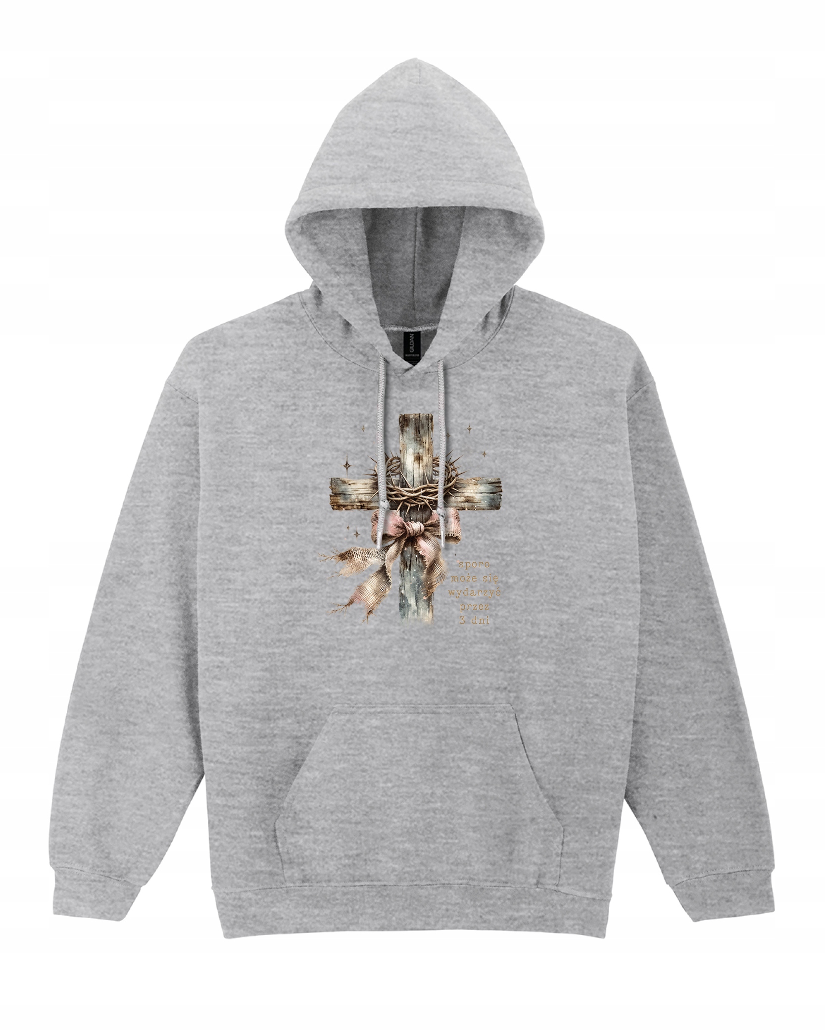 Mikina s kapucí Velikonoce Cross Resurrection šedá XXL