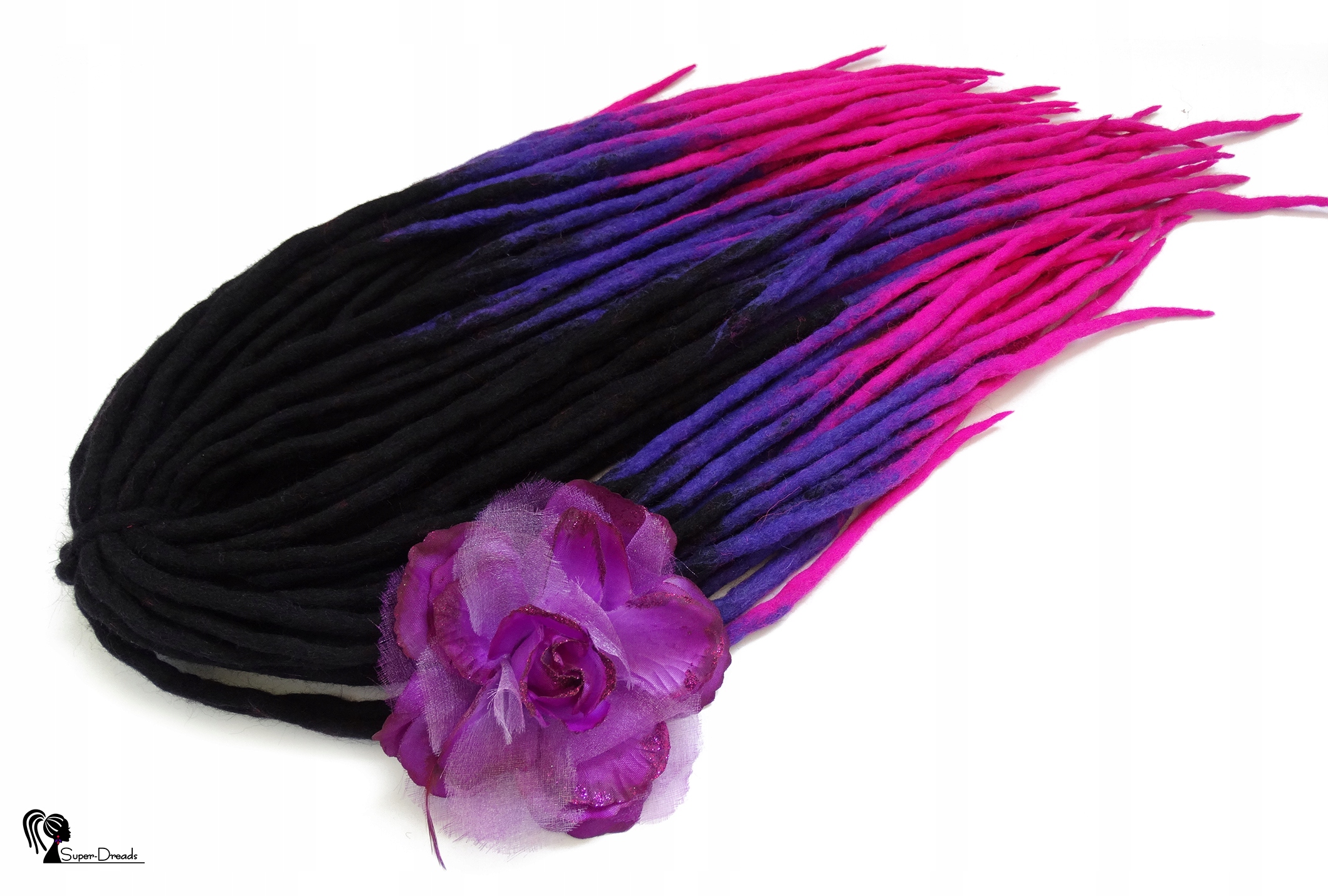 Vlněné pastelky Dredy, černá fialová růžová, Polární Záře, 40 kusů