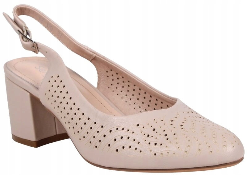 iButy ELEGANCKIE DAMSKIE CZÓŁENKA BEZ PIĘTY AŻUROWE SANDAŁY BEŻOWE MATOWE Wzór dominujący bez wzoru