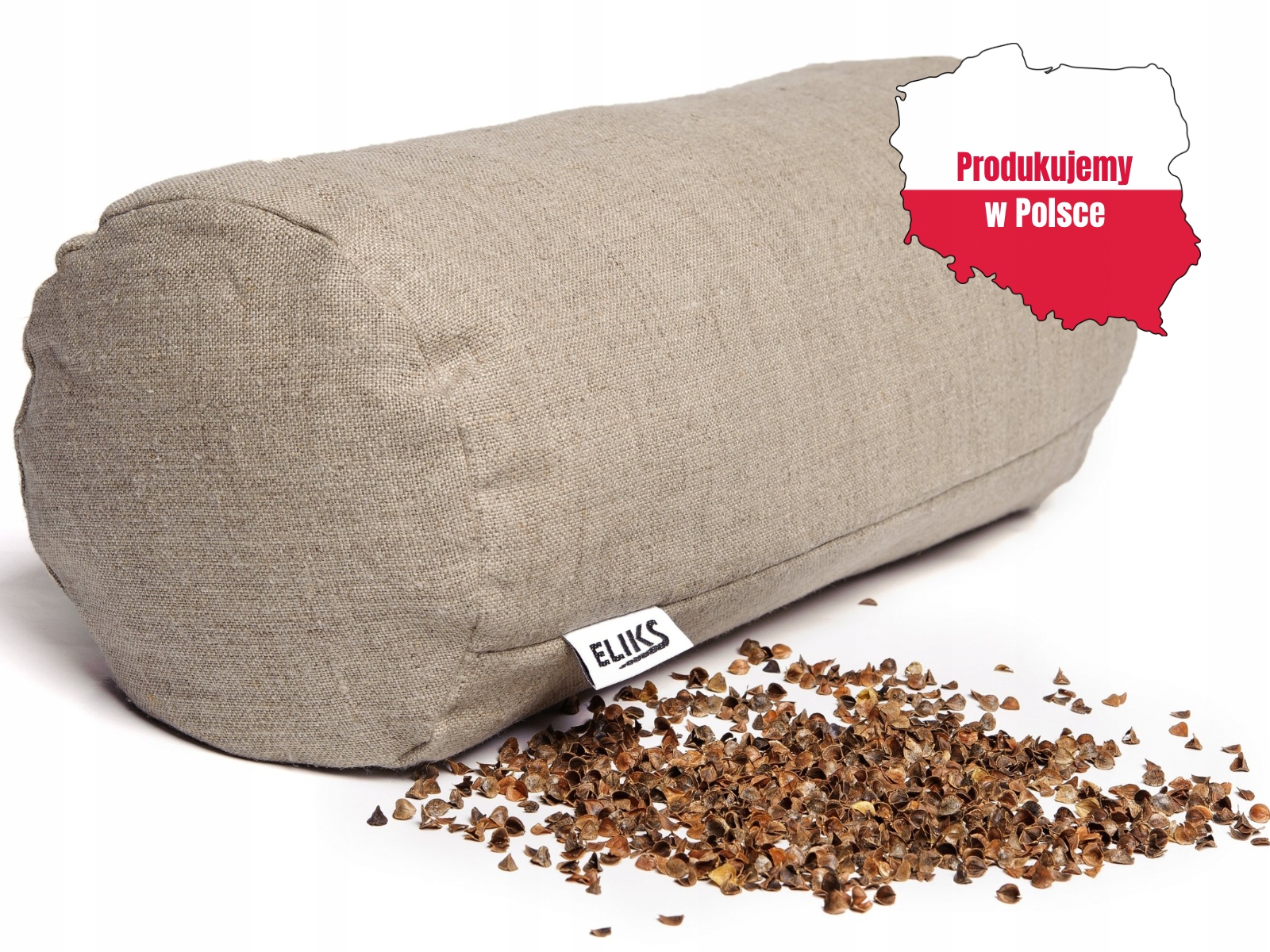 Polský Váleček na spaní Lněný s pohankovou slupkou 14x60 cm Pzh