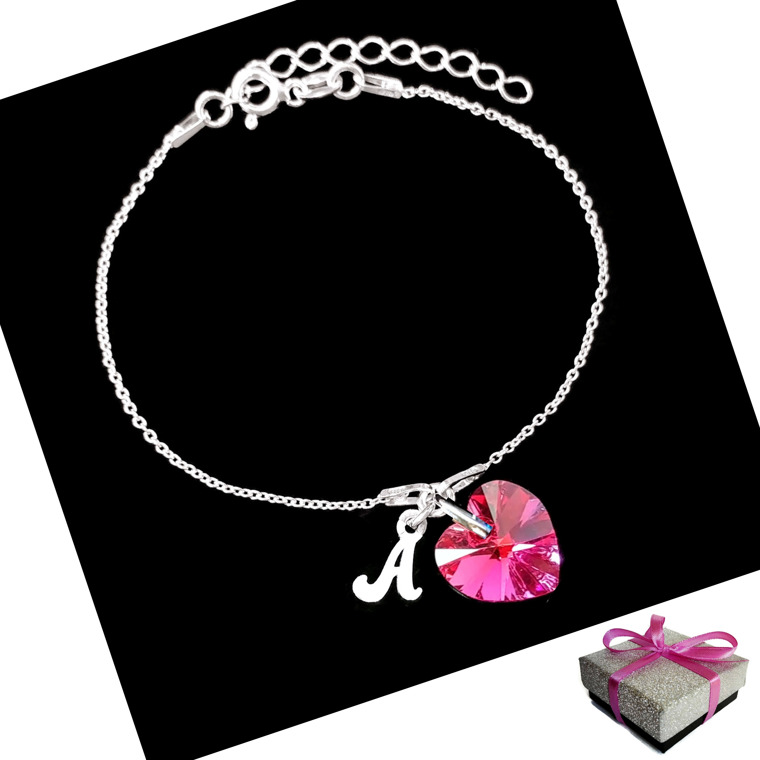 

Bransoletka Literka Litera A Serce Swarovski 925