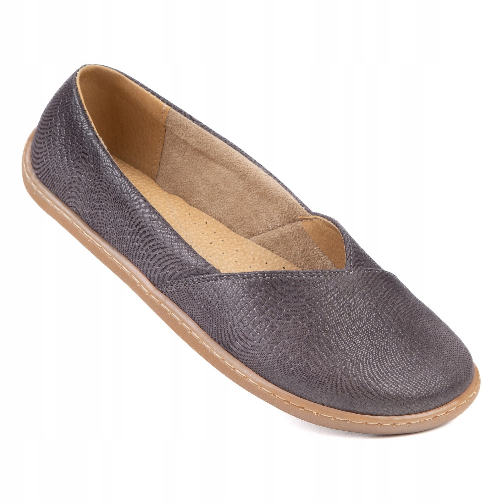 Kožené dámské baleríny typu barefoot na široké chodidlo Ease fango 37