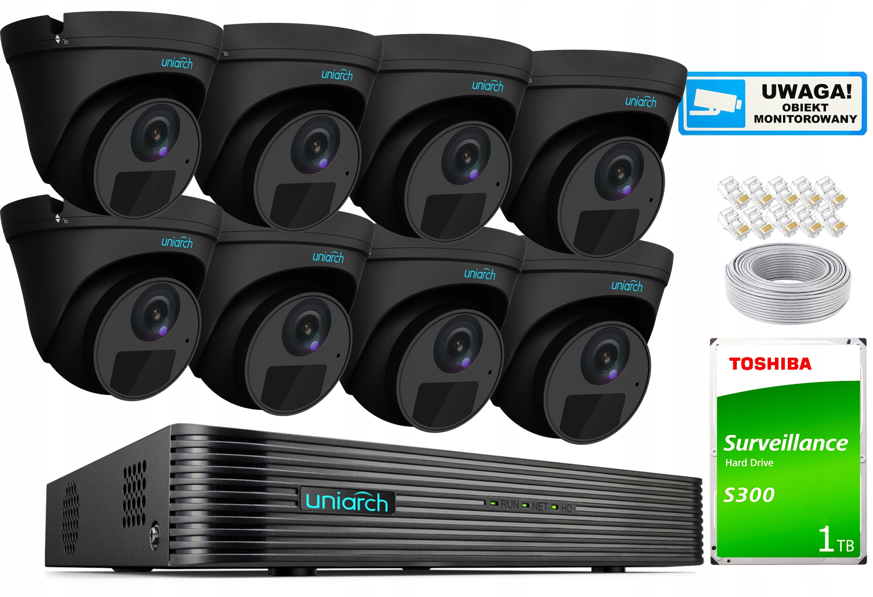 Zestaw Monitoringu 8 Kamer IP 4MP Rejestrator PoE