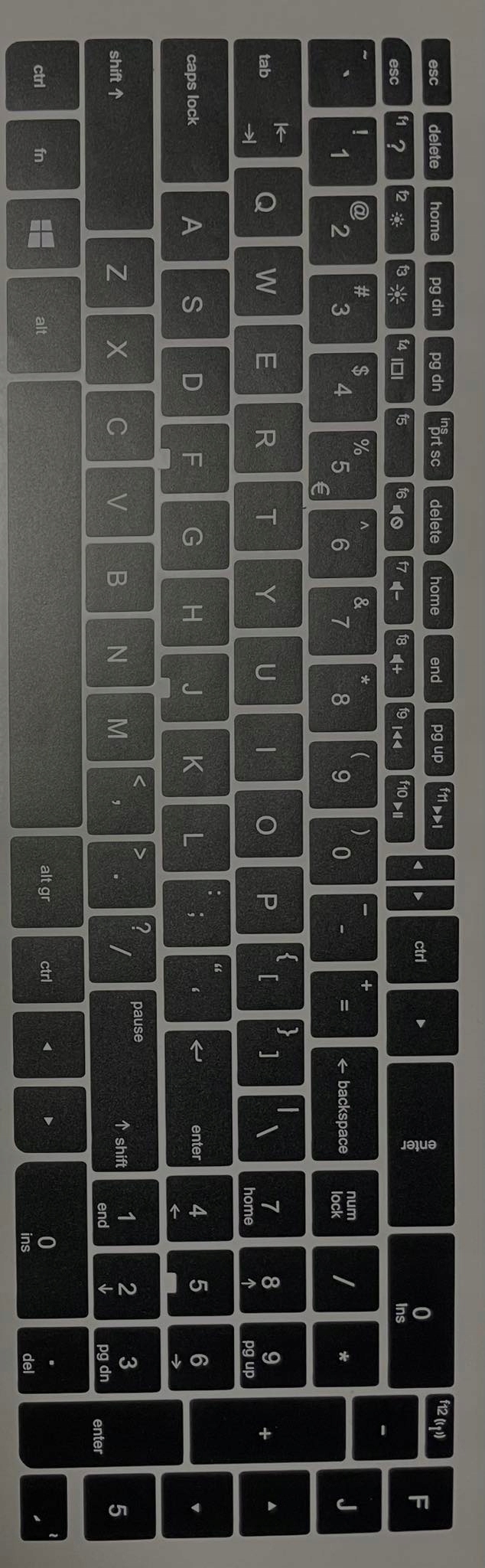 Naklejki do klawiatury Microsoft czarna folia białe znaki