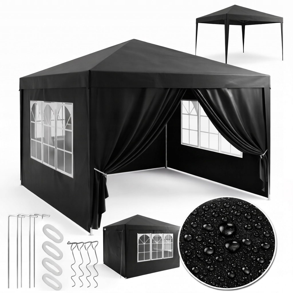 Altán Zahradní Pavilon Stan 3x3 m 4 Boční Stěny Uzamykatelný