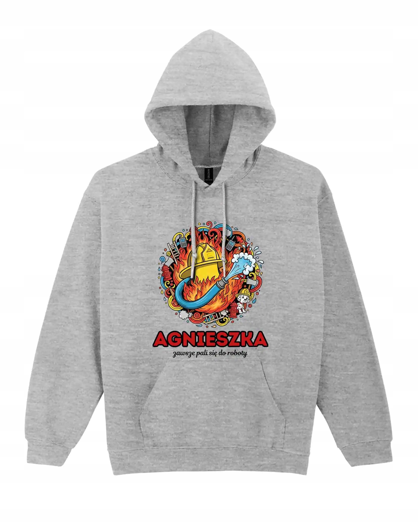 Mikina s kapucí Hasič Personalizovaná Ilustrační Šedá XL
