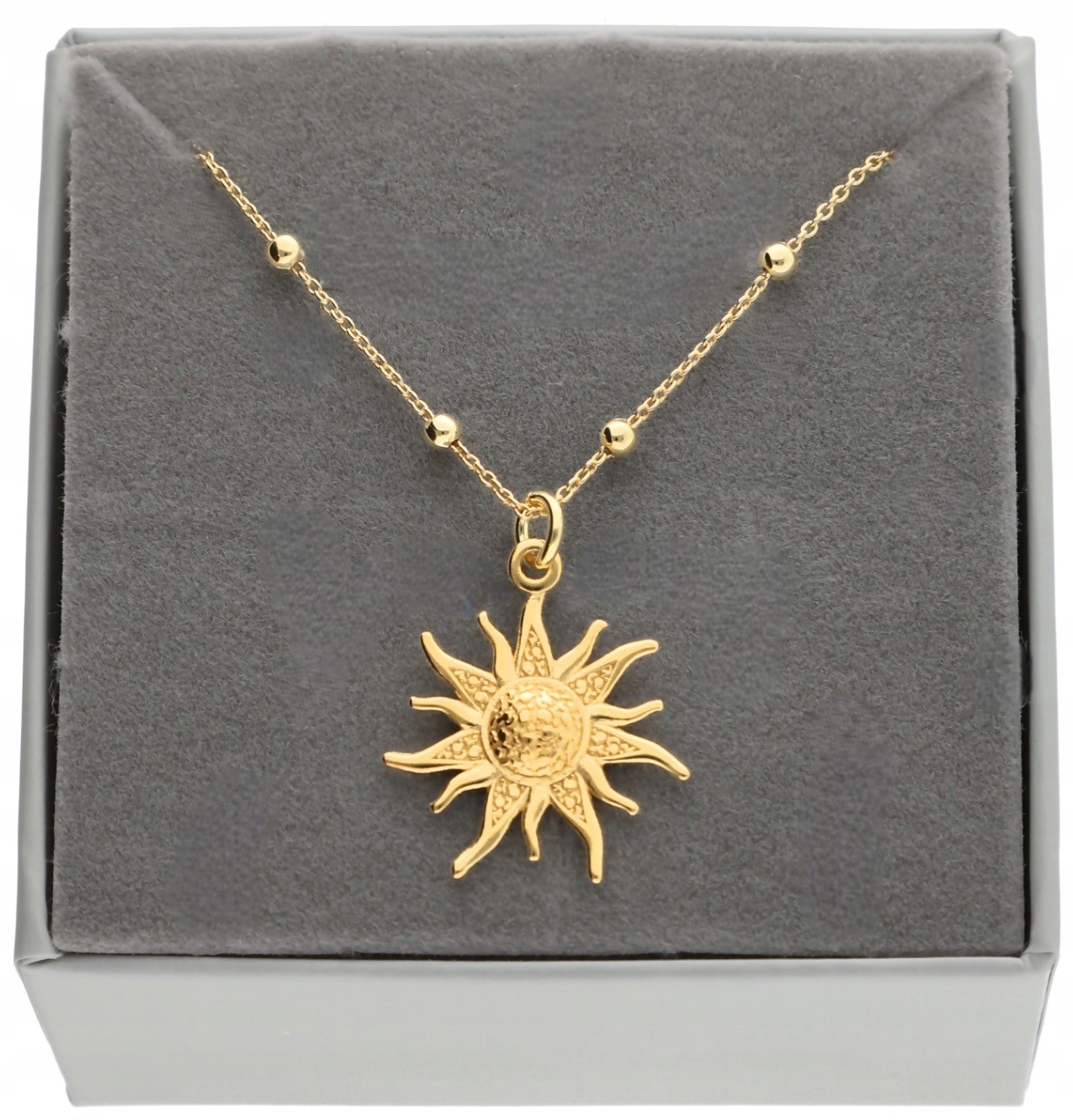 Zlatý řetízek s kuličkou slunce talisman sluníčko choker kuličky stříbro 50