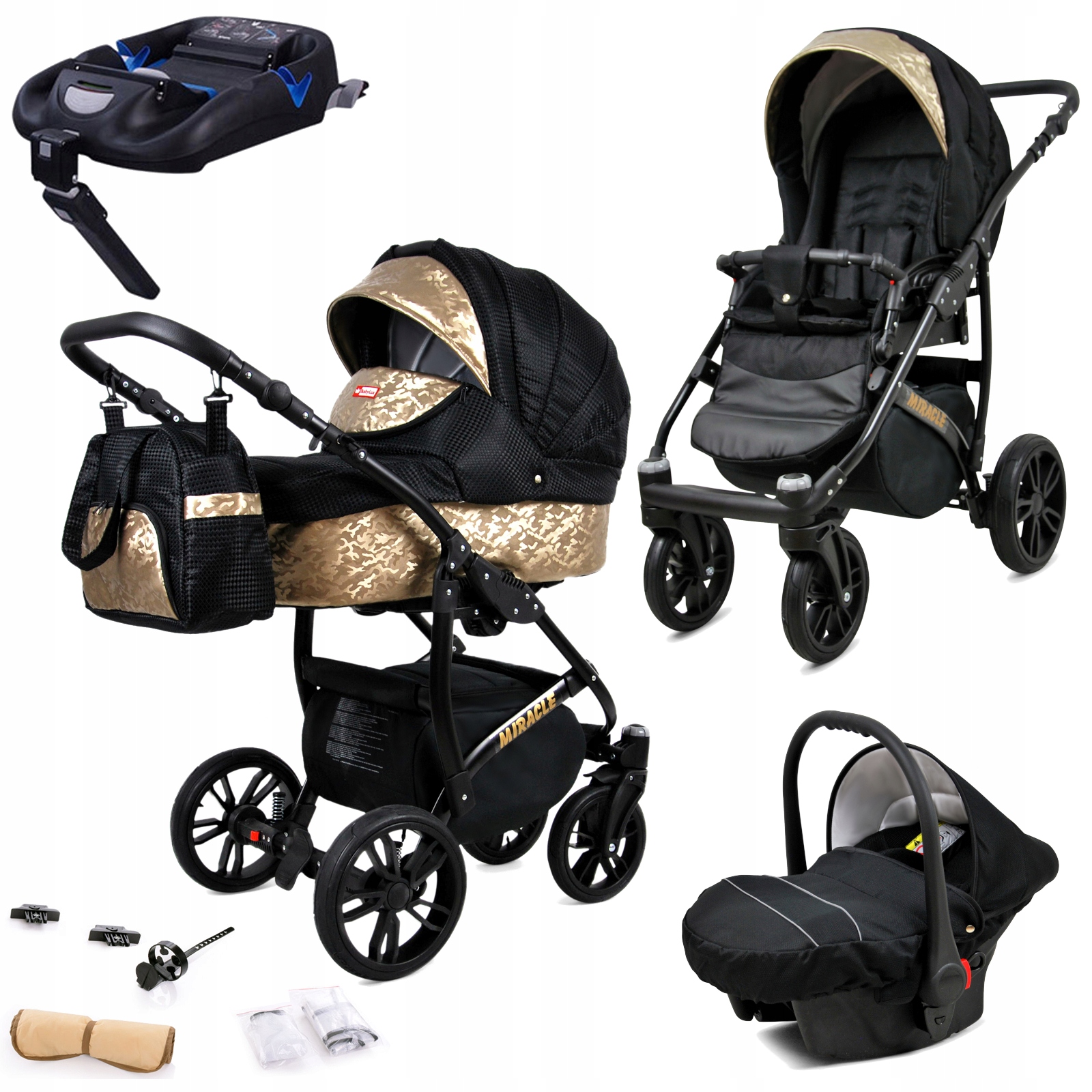 Wózek dziecięcy 4w1 BabyLux Miracle spacerówka gondola fotelik baza Isofix