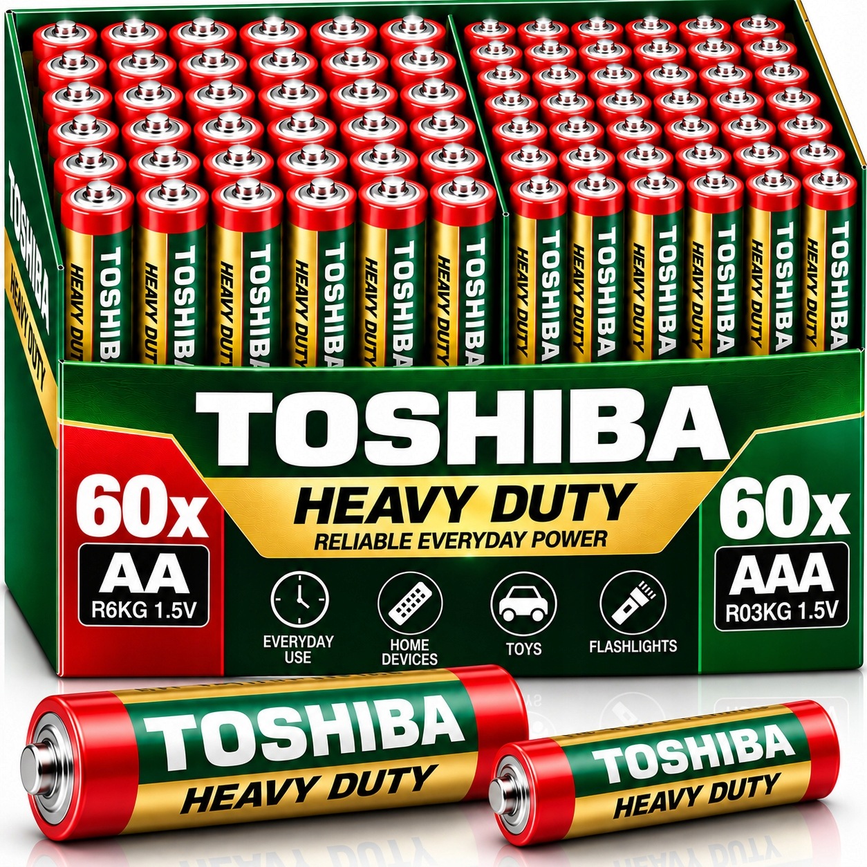 120x Baterie Aa Baterie Aaa Bateria R3 R6 Toshiba Paluszki Heavy Duty Mocna