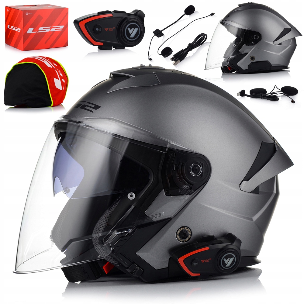 Otvorená Motocyklová Prilba LS2 OF618 Verso II Šedá Matt Blenda Interkom