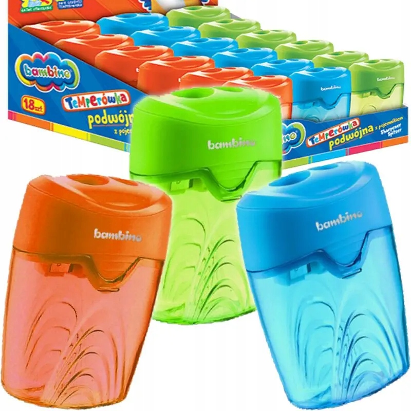 BAMBINO ДВОЙНАЯ ТОЧИЛКА ДЛЯ КАРАНДАШЕЙ С КОНТЕЙНЕРОМ