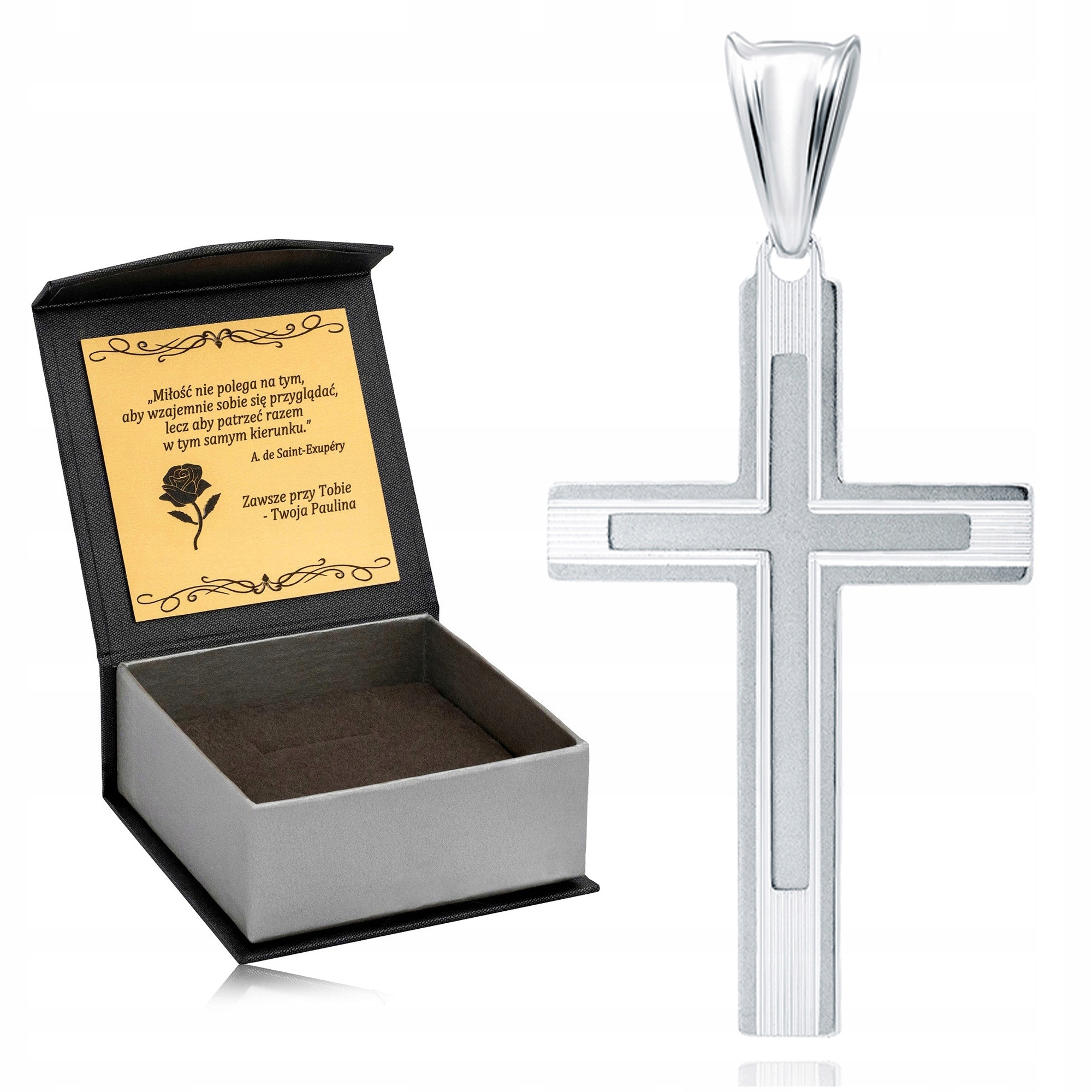 Stříbrný Pánský Diamantový Kříž Oboustranný Ryzost 925 Velký Rhodiovaný Křížek