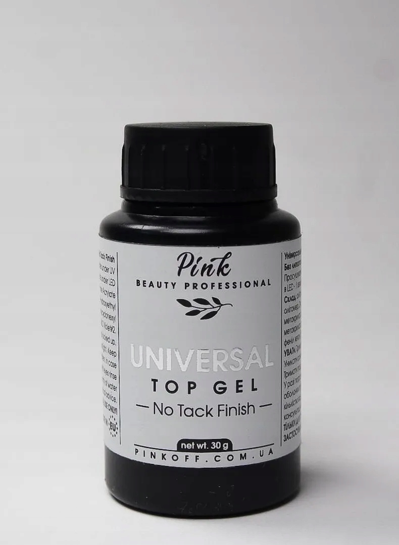 Univerzální top na nehty Pink Universal Top Gel -No Tack Finish (30 ml)