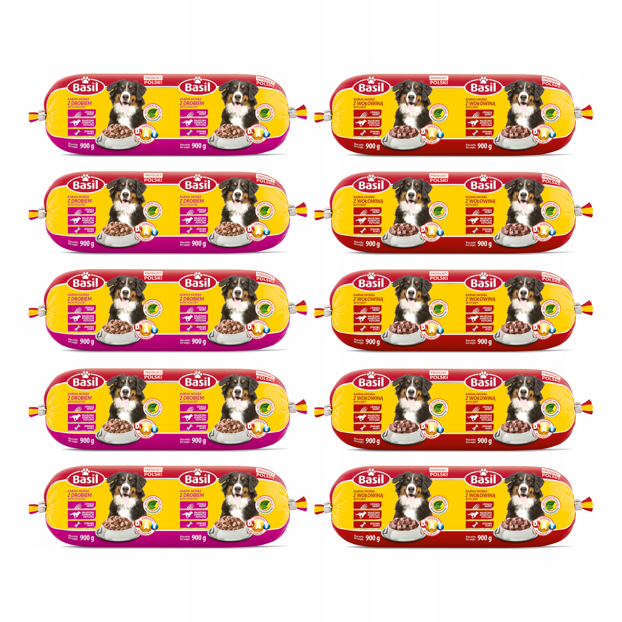 Levně Krmivo mokrá tyčinka pro psa Basil Mix s drůbežím a hovězím masem Tyčinka 20 x 900 g