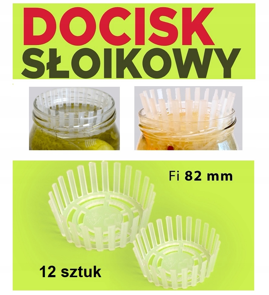 

Docisk Do Słoików Przetworów Słoikowy 12sztuk 82mm