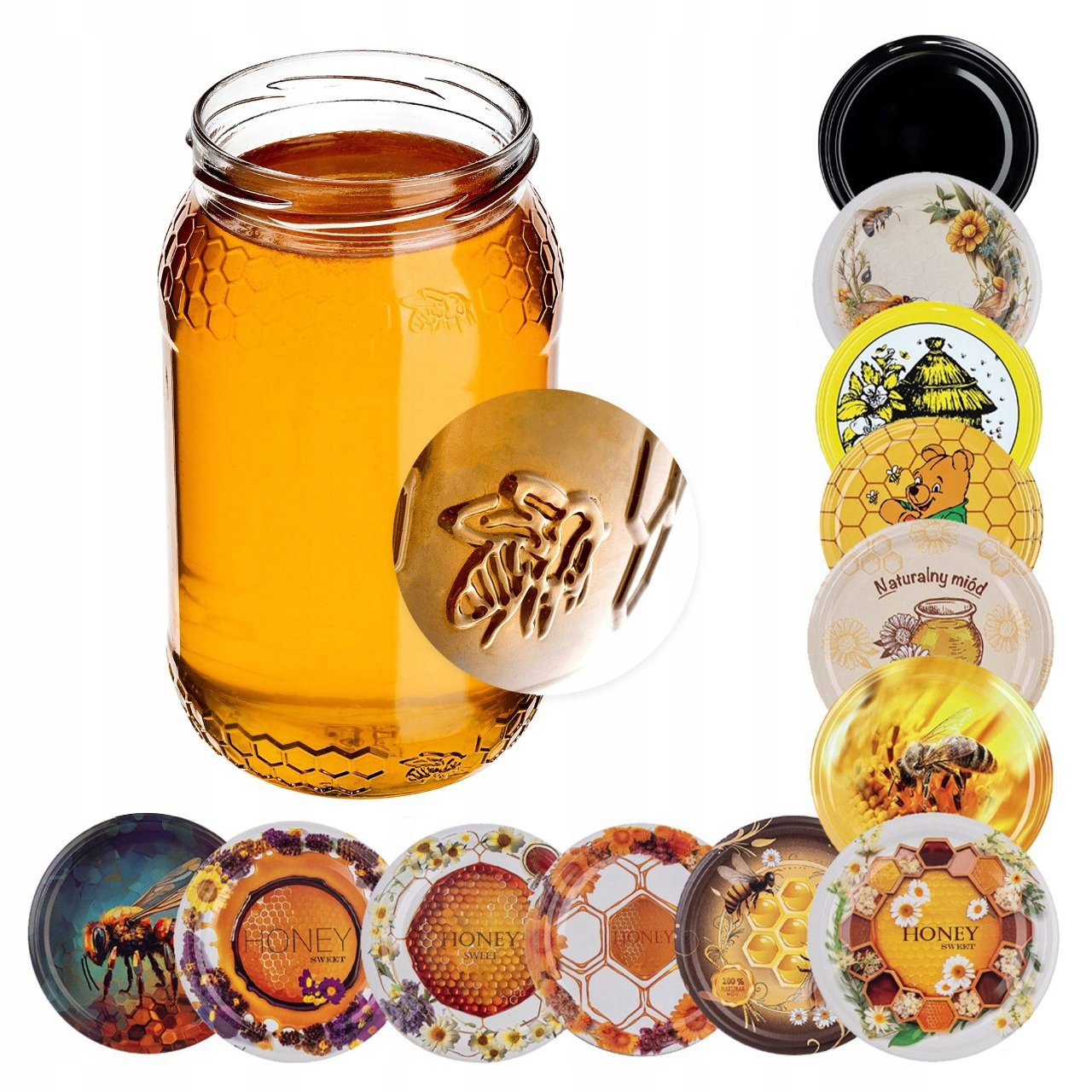 Skleněná Zavařovací Sklenice 900 ml 0,9 l Sklenice Na Med Zavařeniny Džem Šroubovací FI82 48ks