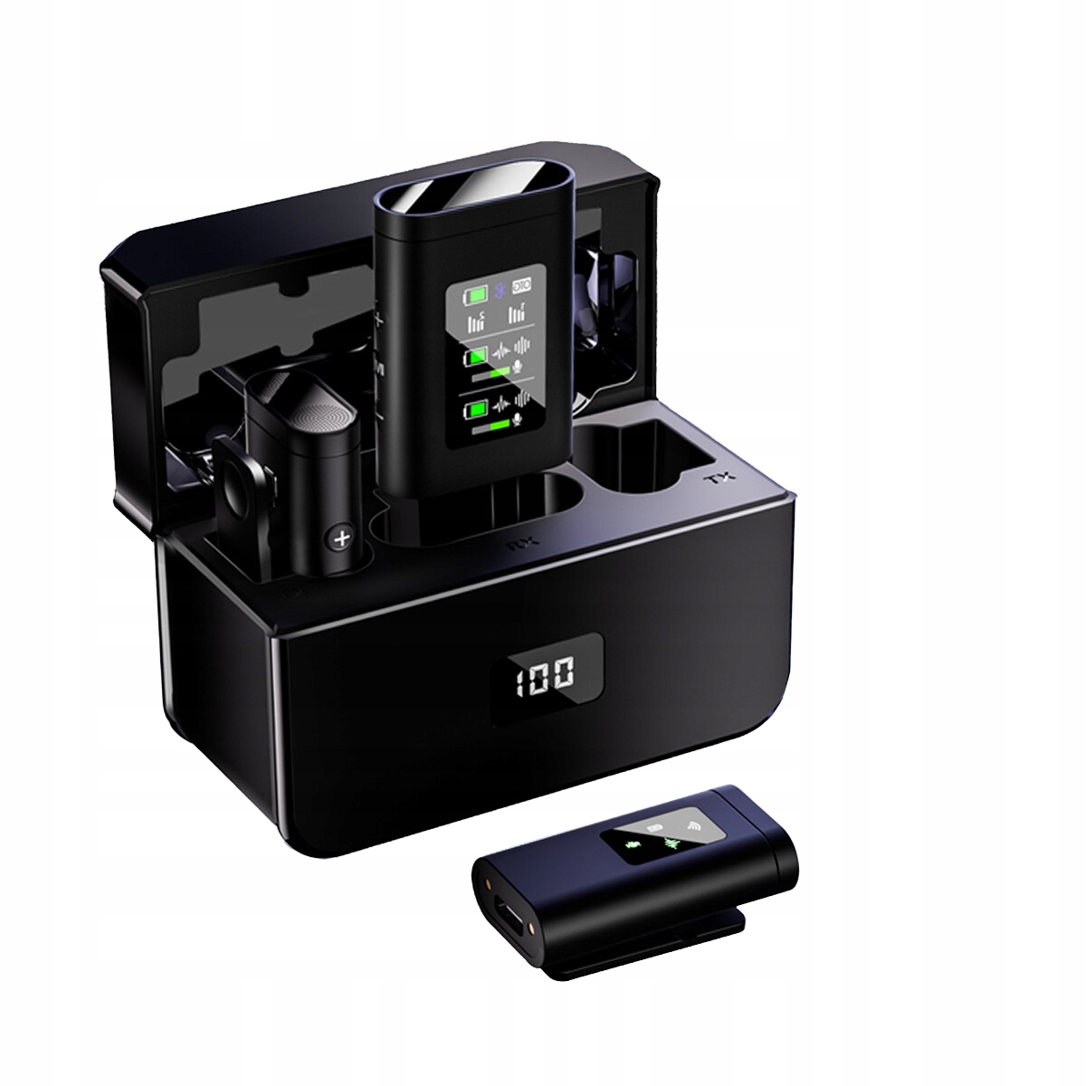 2x Profesionální Bezdrátový Kravatový Mikrofon Usb-c Lightning Pouzdro