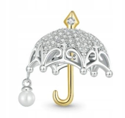 Přívěsek Bead na náramky Stříbro 925 Deštník se zirkony a perlou 2.96 g