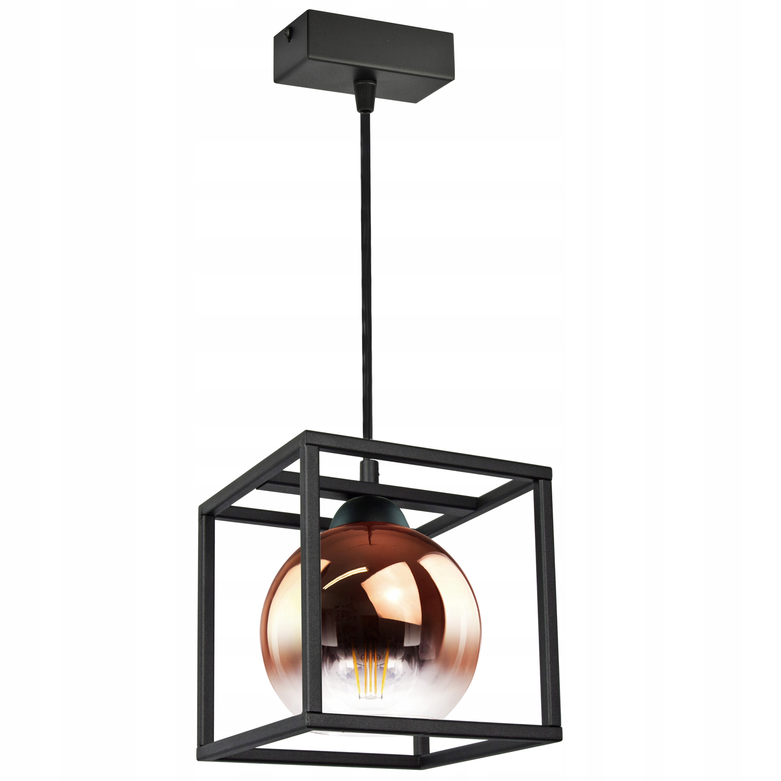

Lampa Wisząca Klatka Kula Miedź Transparent Led