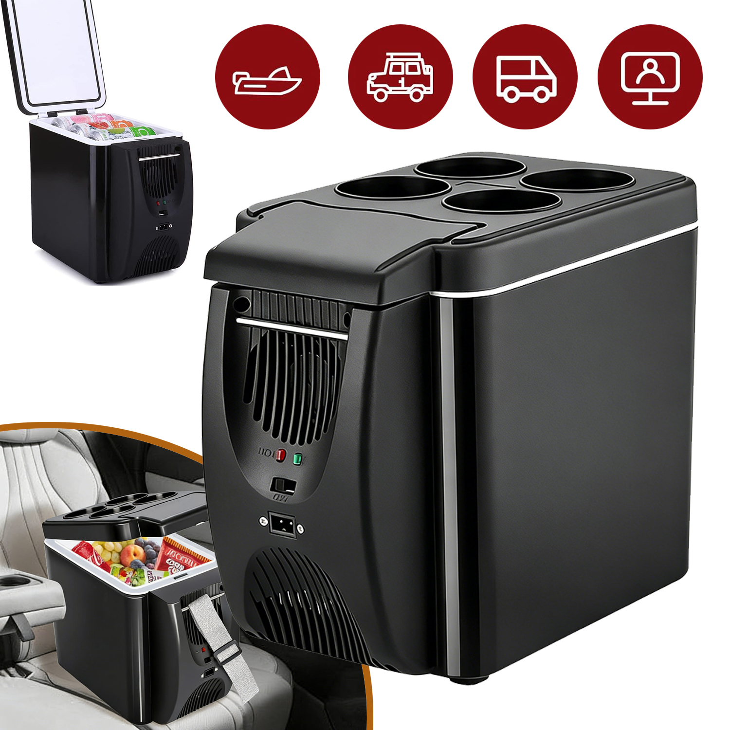 Mini Přenosná Lednička 6L, Přenosná Malá Autochladnička 12V