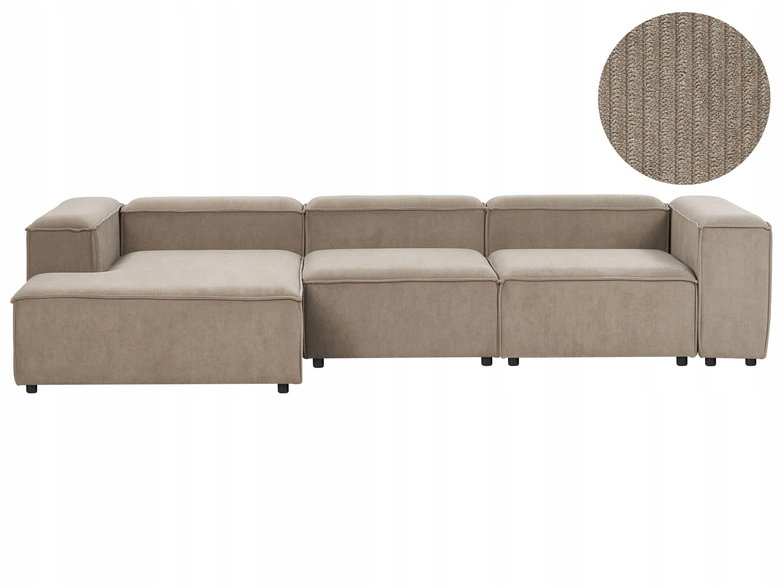 Sofa modułowa prawa 4-osobowa sztruks jasnobrązowa