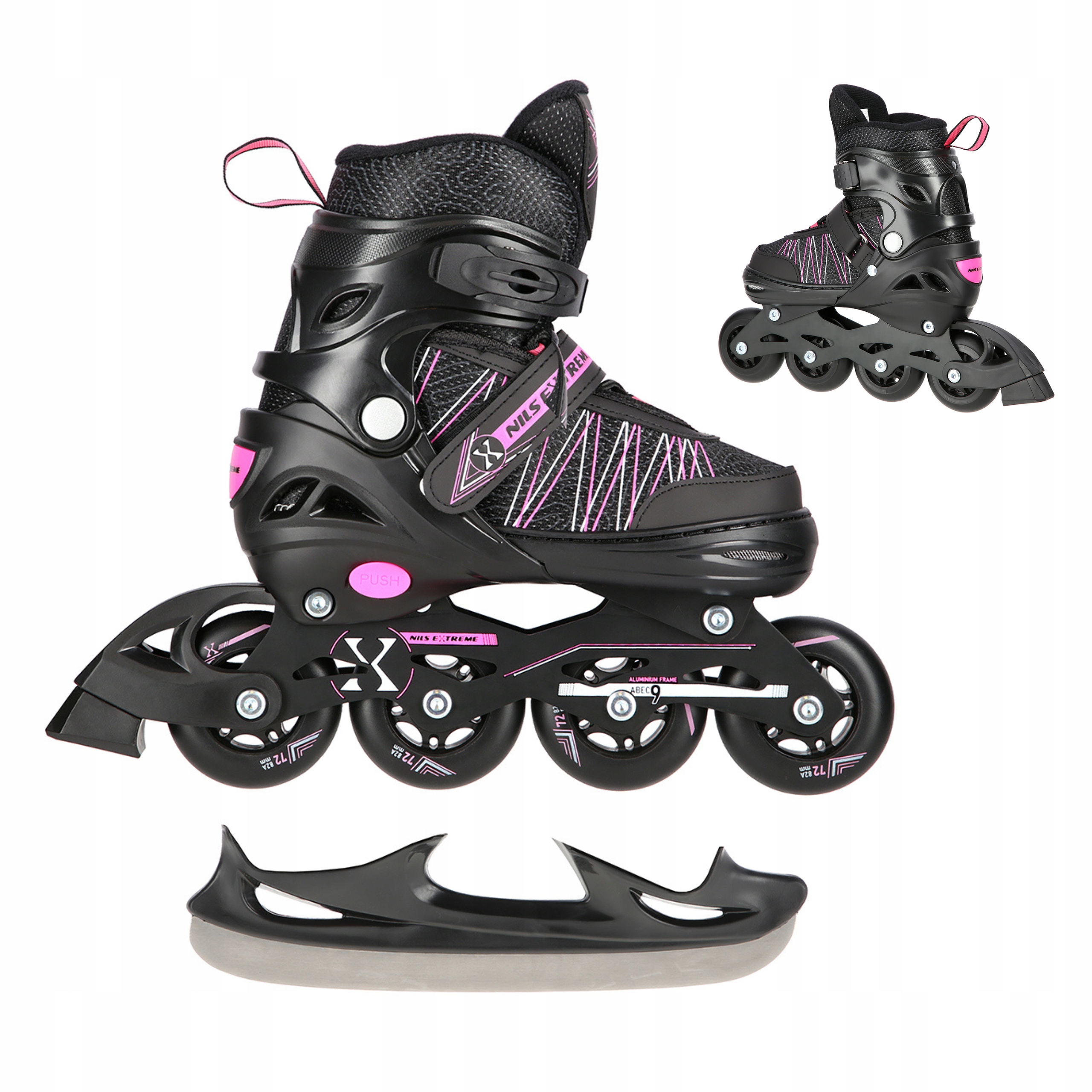 Brusle 2v1 2v1 Nastavitelná sada Brusle Na Led Kolečkové Brusle 31-34 Nils Extreme