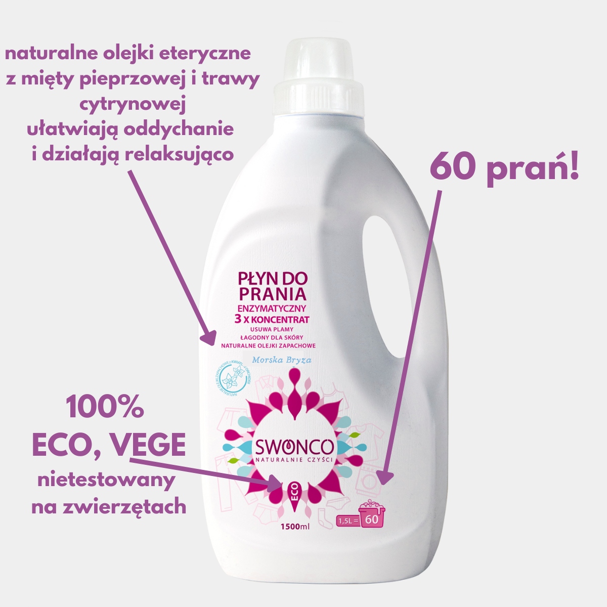 Levně Gel na praní ekologický, Mořská bříza, 1,5 l 60 praní, Swonco