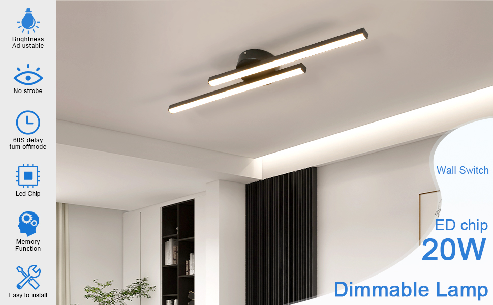 KINKIET LED CZARNY NOWOCZESNY LAMPA ŚCIENNA ŚCIEMNIANA 20W 3000-6500K Liczba punktów światła 2