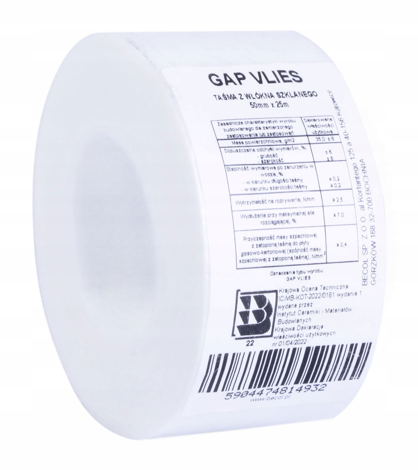 TAŚMA FLIZELINA Z WŁÓKNA SZKLANEGO 50MM X 25M