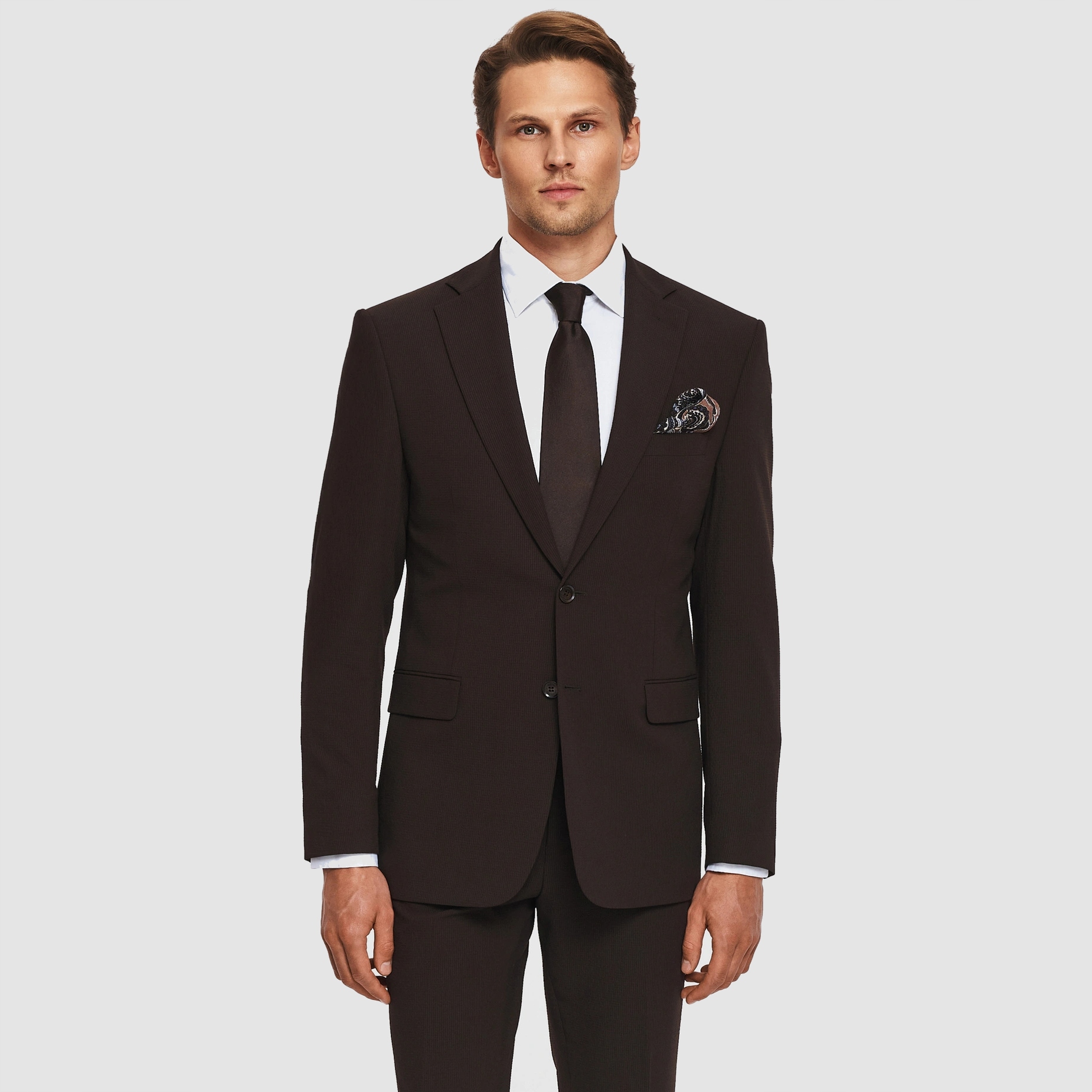 Hnědá sako obleková bunda Slim Fit Pako Lorente vel