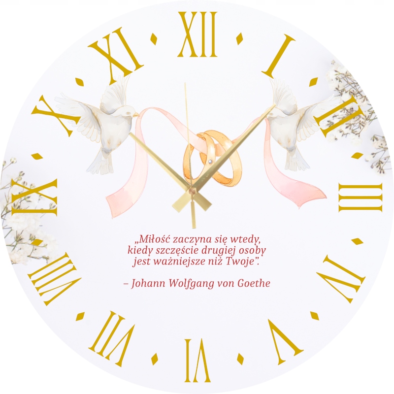 Svatební nástěnné hodiny na Svatba s svatebním aforismem o lásce 45 cm
