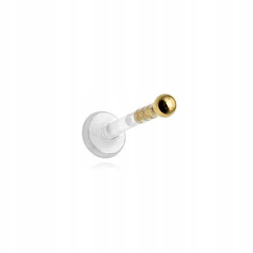 Náušnice labret do uší zlato 18K 1,2/8/2