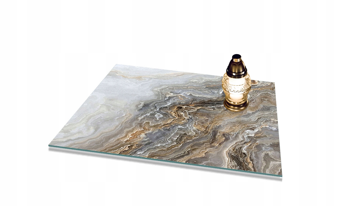 Podstavec pod Znice Tvrzené sklo na hřbitov vzor Mramor 60x52cm