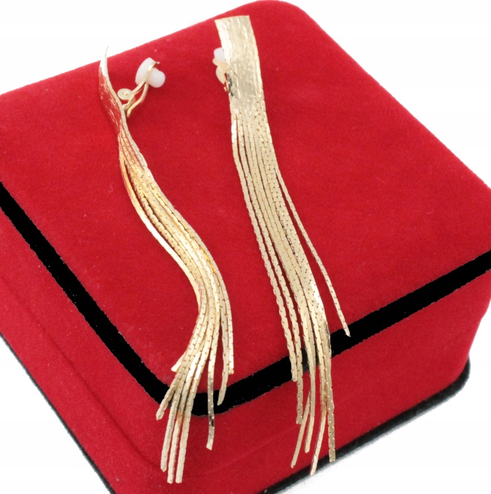 KLIPSY ZŁOTE DŁUGIE MULTI KLASYCZNE ELEGANCKIE MEGA EFEKTOWNE