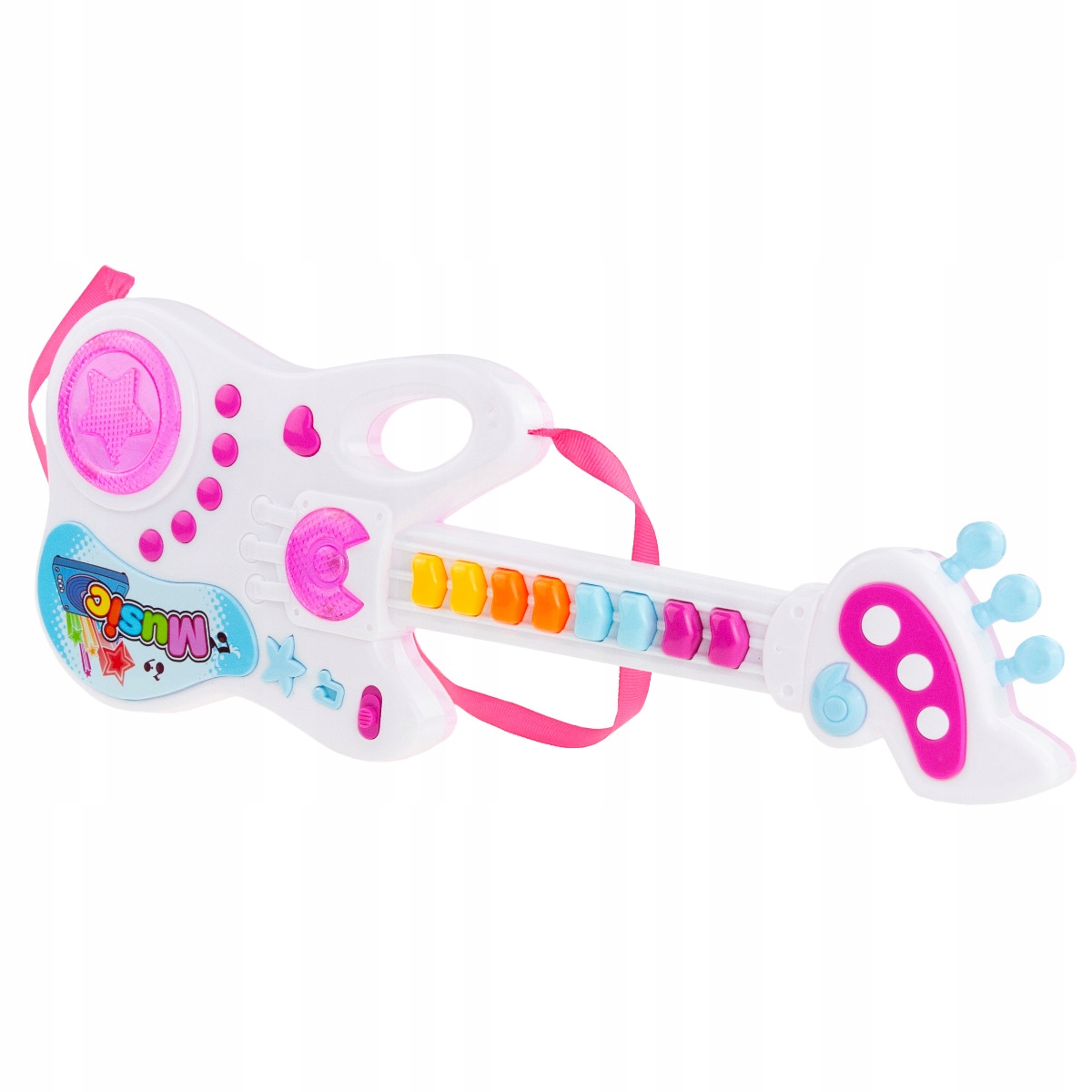 GITARA ROCKOWA INTERAKTYWNA DLA DZIECI ŚWIECI GRA INSTRUMENT MUZYCZNY LED Marka Martom