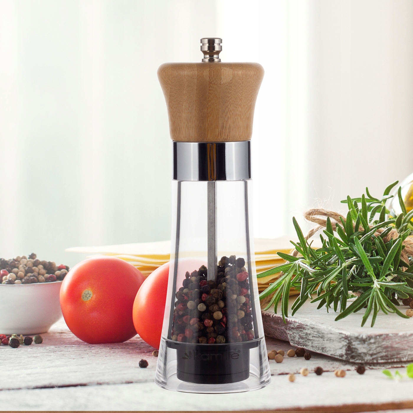 MŁYNEK RĘCZNY DO PIEPRZU SOLI KAMILLE Model 7064
