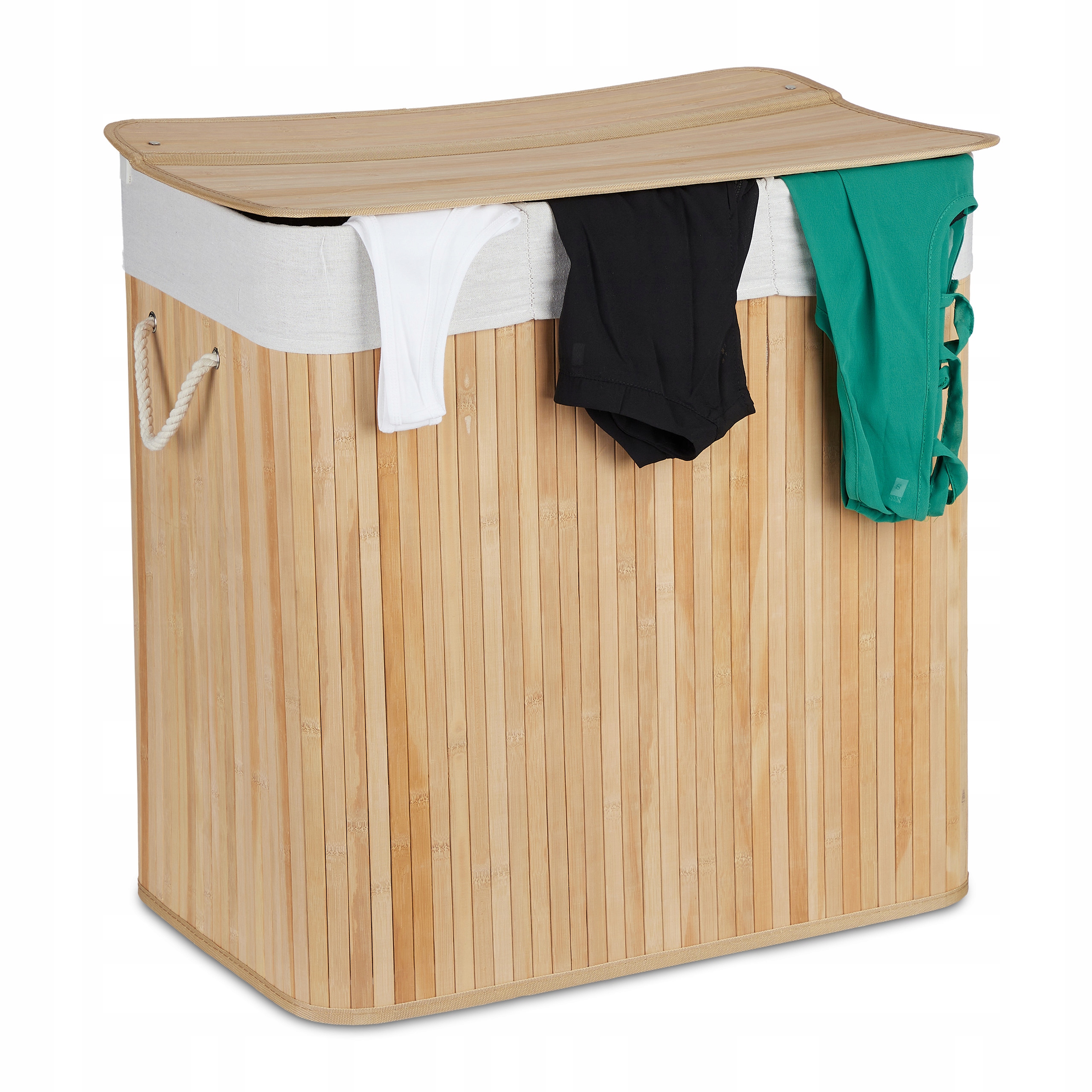 Volně stojící koš na prádlo Relaxdays 120 l, hnědý do koupelny/ r632 g