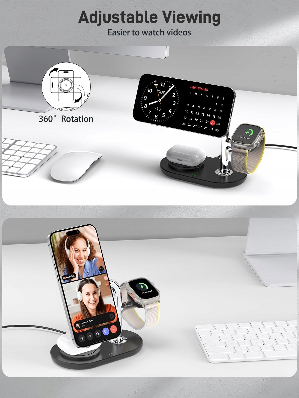 ZenGoose BEZPRZEWODOWA ŁADOWARKA 3W1 DO IPHONE, APPLE WATCH, AIRPODS — miniatura 5