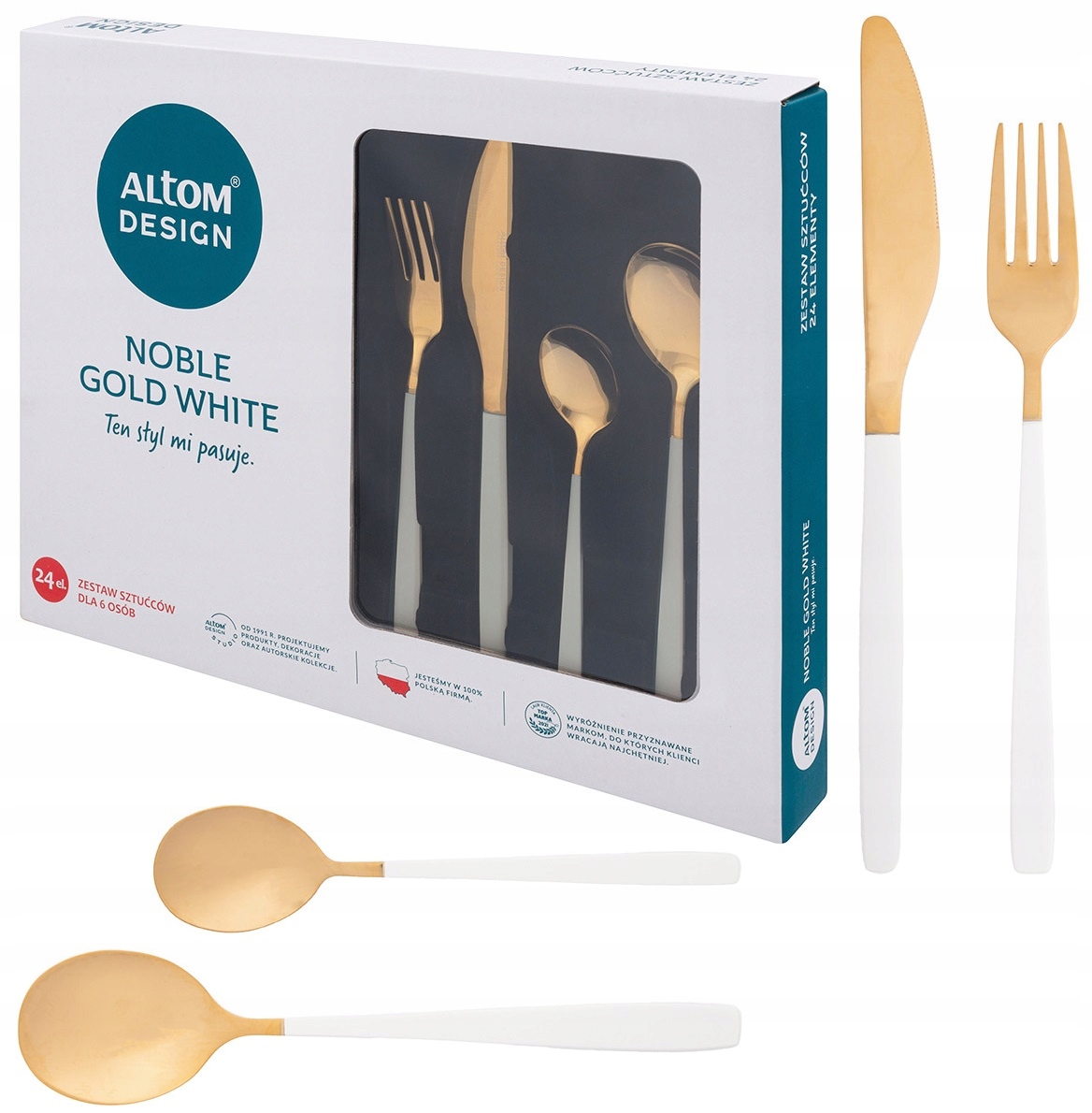 

Altom 24 Noble White Gold Złote Sztućce Komplet 6